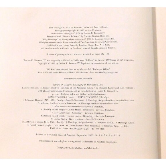 Jeffersons Children Story Of One American Family by Lanier and Feldman 2000 HBDJ - Picture 6 of 7